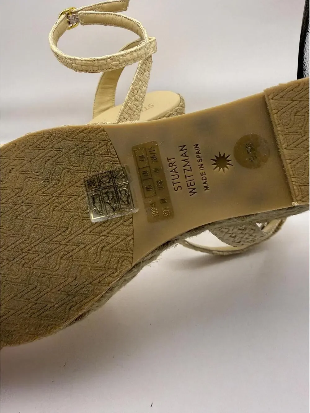 Stuart Weitzman Playa Espa Knot Wedge Sandals Wheat/Natural Size 9.5B - Picture 12 of 14